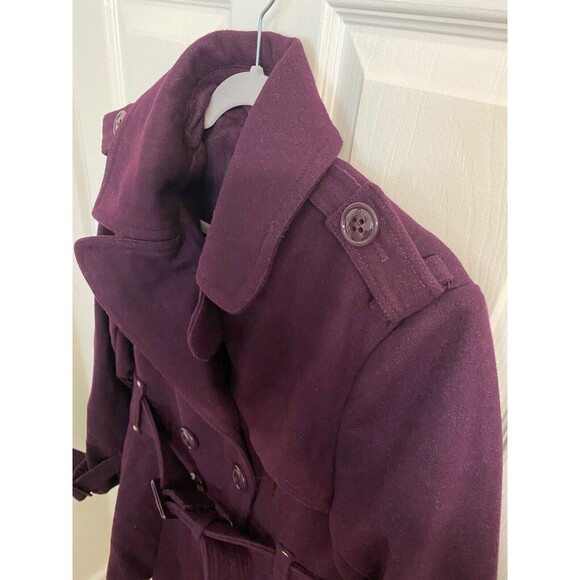 New Miss Sixty Purple Wool Blend Coat - Women's Sz Large Double Breasted Belted - Picture 4 of 9
